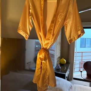 Luxurious Satin Robe in golden cream